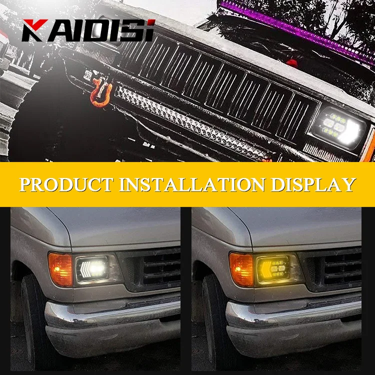 Auto lighting system 7inch 80W Hi/Lo beam daytime running light for ATV truck with yellow turn signal light