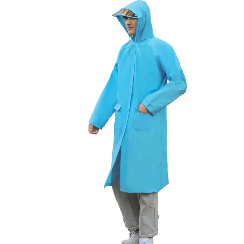 high quality PEVA durable raincoat with visor for adults