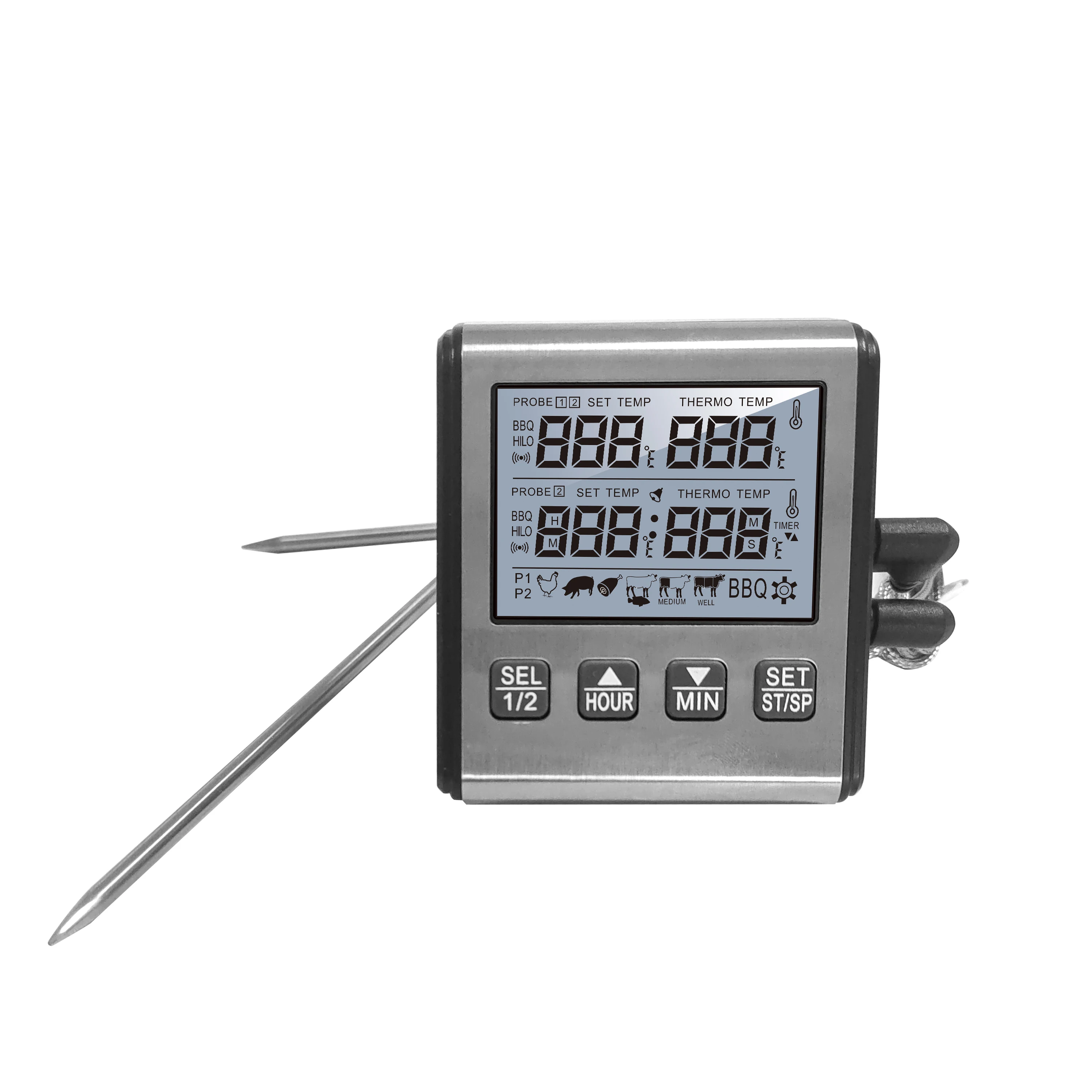 TP710S Household best selling waterproof stainless steel probe countdown digital meat thermometer and kitchen timer