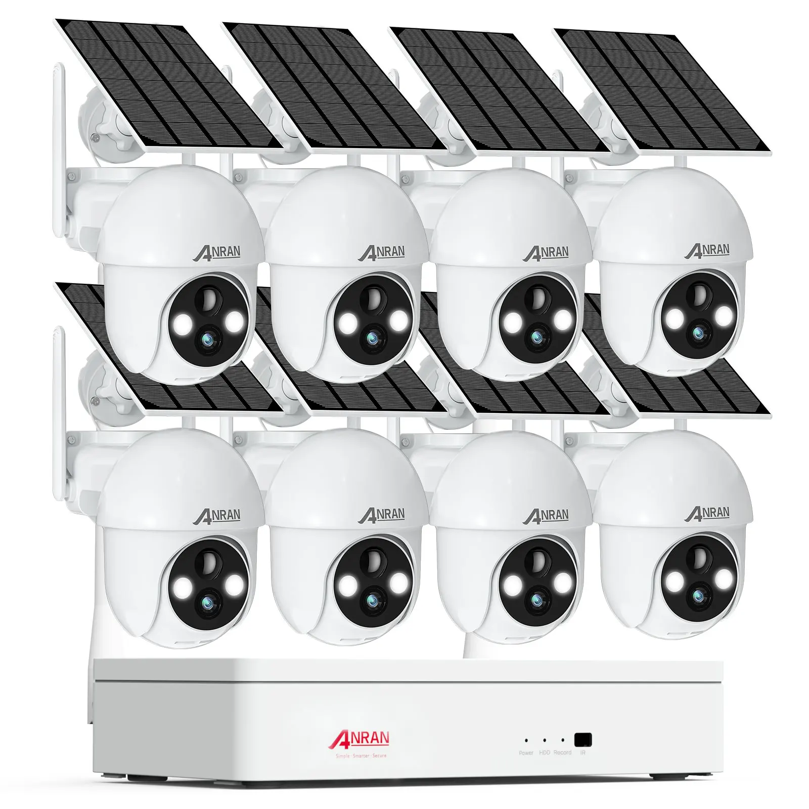 ANRAN Home Camera Security System 3MP HD 8CH Wireless NVR Night Vision Full Color PIR Detection Solar CCTV Camera Wifi