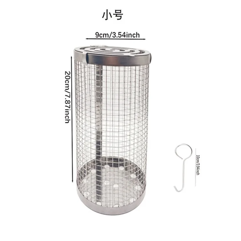 2023 Rolling Grilling Baskets Barbecue Grill Bbq Net Tube Stainless Steel Mesh Grilling Basket Cylinder for Outdoor