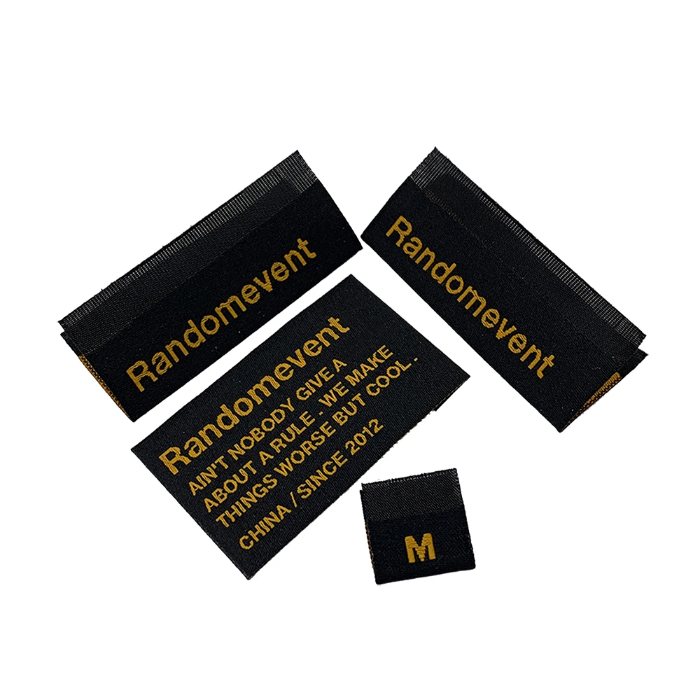 Wholesale Custom Famous Brand Name Logo Centerfold Machine Woven Damask Durable Clothes Labels for Clothing