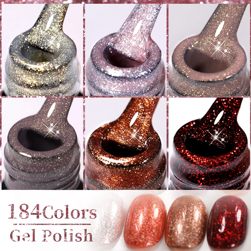 LILYCUTE 184 Colors Gel Nail Polish OEM Custom Logo Private Label Solid Color Glitter Soak Off UV LED Polish Gel Nails
