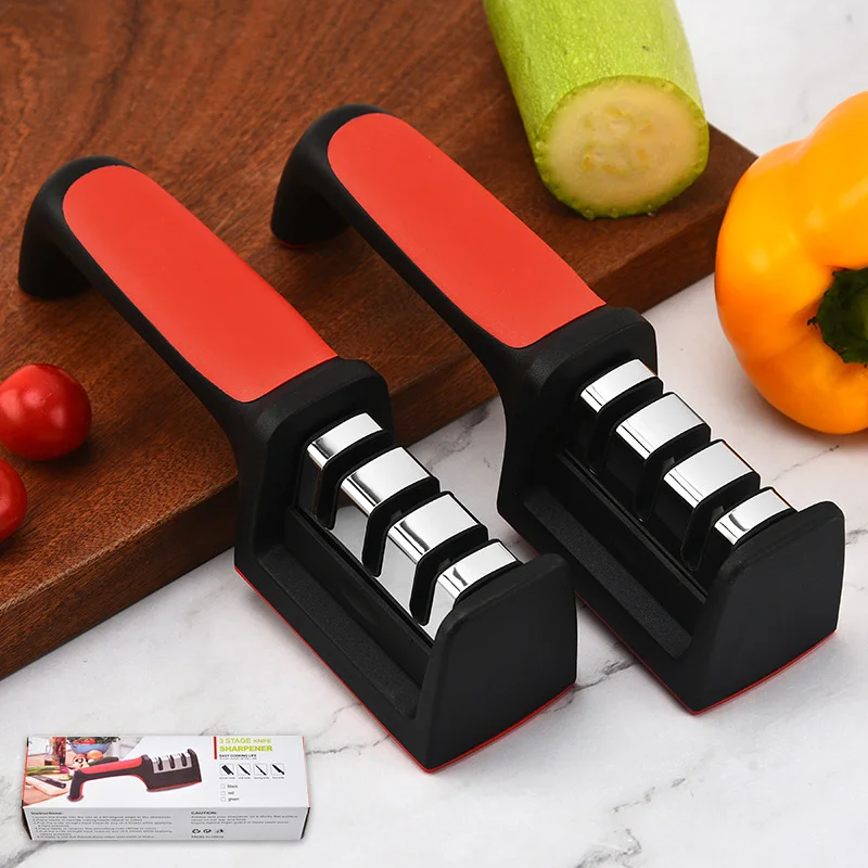 Заводская горячая распродажа 4 в 1 точилка из вольфрамовой стали Алмазный нож точильный круг с мягкой ручкой