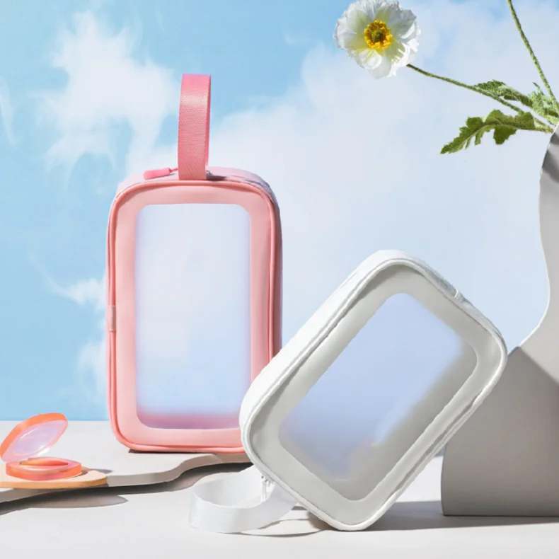 customize printing logo frosted pvc ziplock pouch biodegradable small pvc cosmetic bag