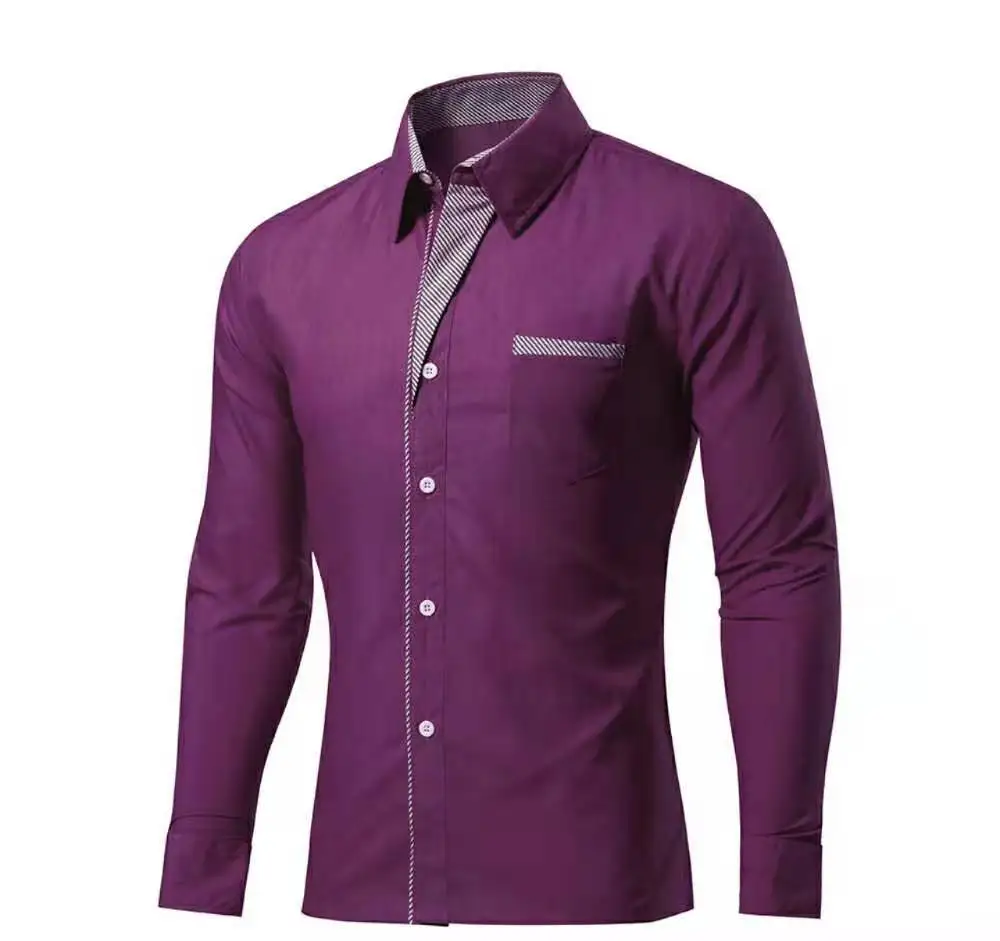 
2021 wholesale Fashion Long Sleeve Shirt Men Slim Design Formal Casual Shirt Men 