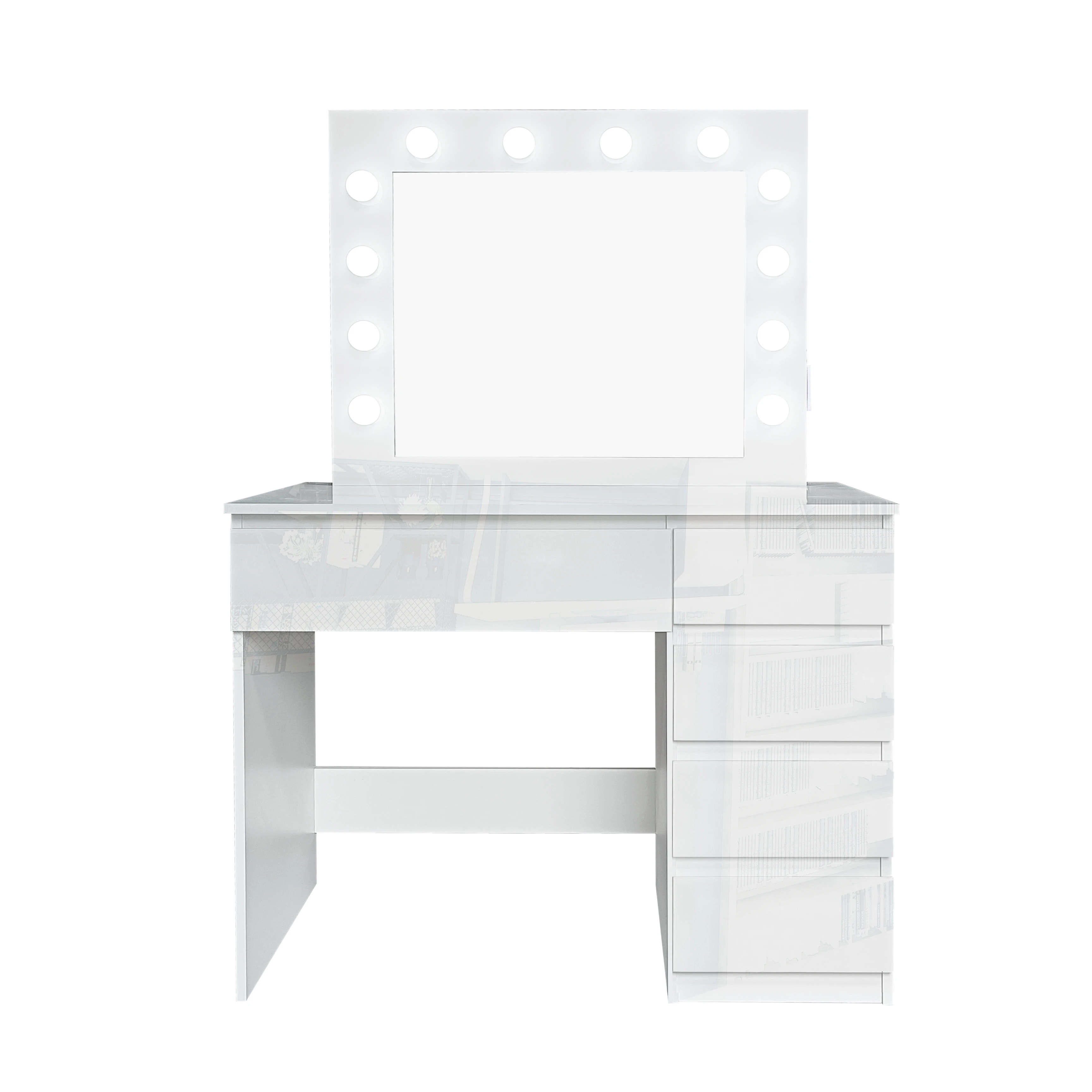 New Style Vanity Dressing Table with Lighted Mirror Makeup Table Drawers for Women