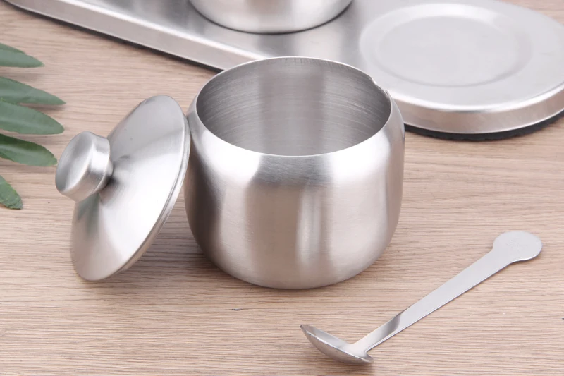 Kitchen 304 Stainless Steel Spice Jar Condiment Containers Set