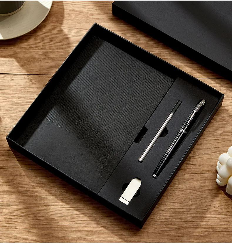 Custom A5 Refillable Stationery Set Usb Flash Drive Office Notebook Business Leather Gift Box Journal With Pen Business gift set