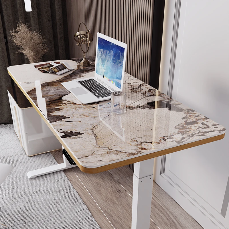 Changteng Nordic style Bureau Debout Marco de escritorio Rock Slab Height Adjustable Sit Stand Desk Elektrischer Schreibtisch
