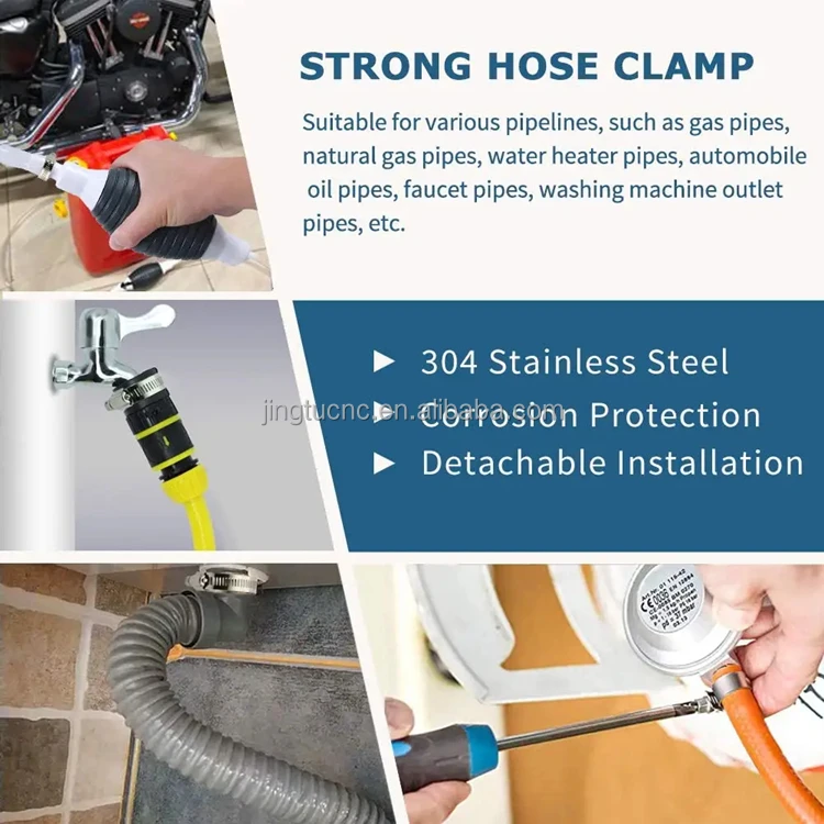 12mm Width SS 304 Stainless Steel American Hose Clip Screw Drive Worm Gear Hose Clamp for 1/4 to 12 Inch Automotive Pipe Tubing