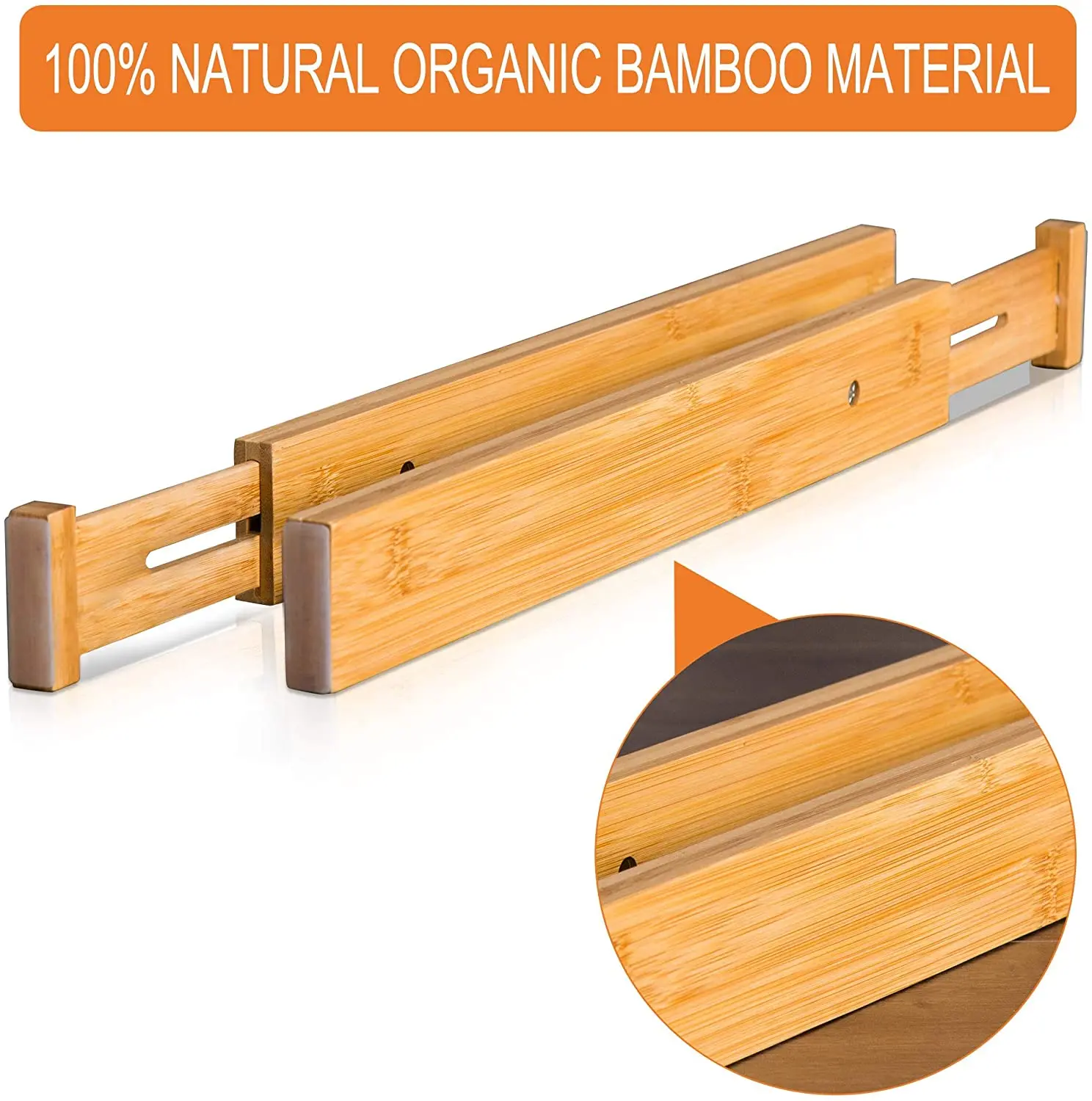 Modern design Bamboo Drawer Dividers System Adjustable Drawer Organizers Perfect Expandable Organization