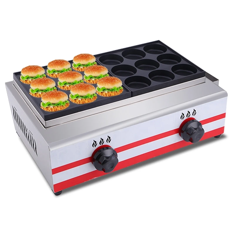 Hot Sales Snack Machines Bread Pancake Machine Non-stick Coating Egg Burger Machine Commercial Gas Telur Burger Maker