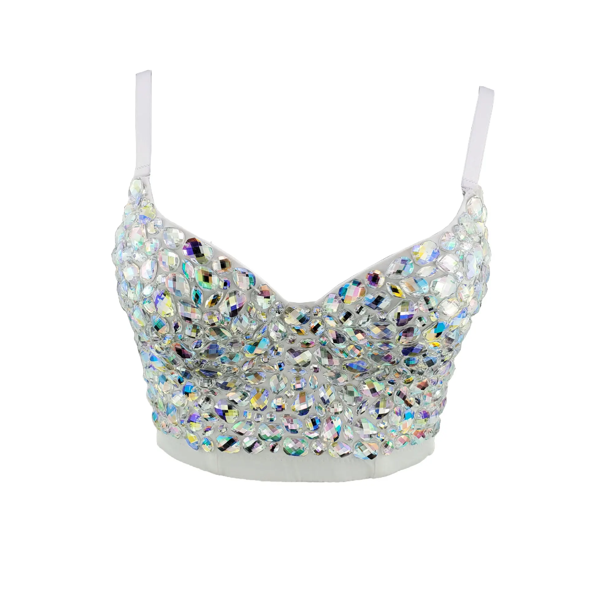 JUNXI DIVINUS Wholesale New Super 38 Size Double Padded Push Up Bling Rhinestone Bra For Women