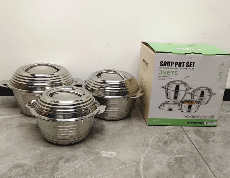 Foreign Trade Middle East and Africa All Steel Insulation Pot Thread Double Layer Foam Pot Double Ear Deepening Cold Preservatio