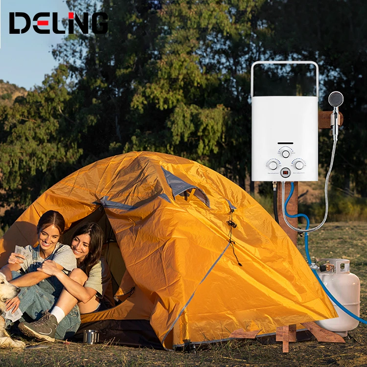 White Outdoor Portable Waterproof Water Heater Camping RV High Power Instant Heating Gas Water Heater