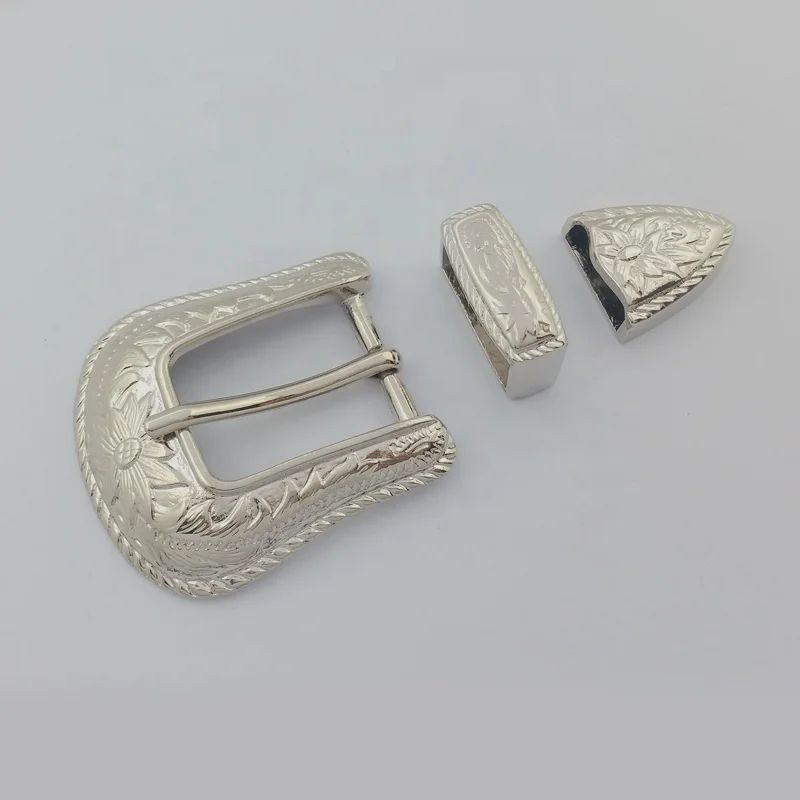 wholesales zinc alloy western 3 pieces buckle sets manufacturer