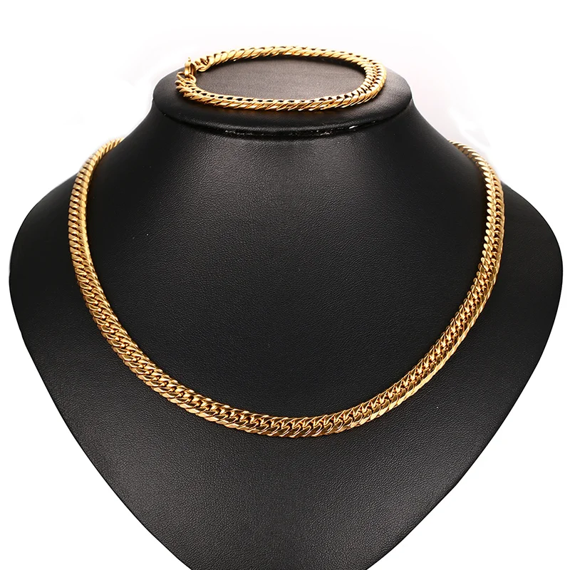 thick curb chain for men 14k big gold stainless steel cuban link chain necklace