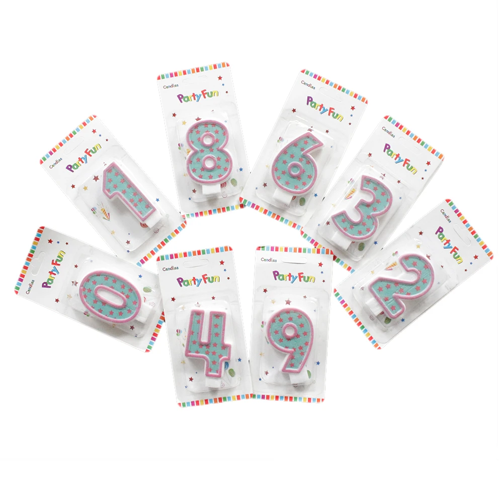 Fancy Blue Pink Star Printed Kids Birthday Party Buy Number candle