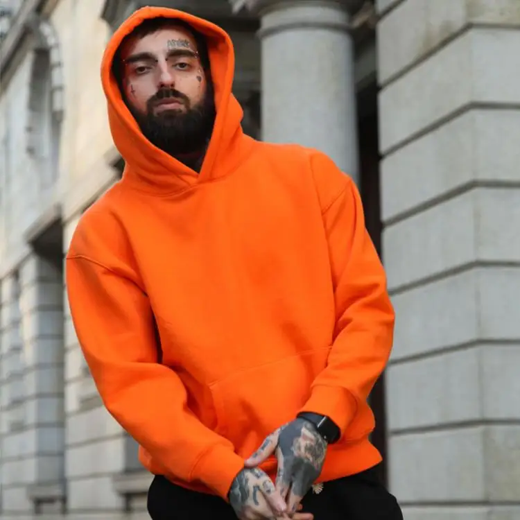 Manufactory Wholesale Custom Winter Thick Pullover Fleece  Loose Oversized Blank  Printing Logo Cheap  Hoodies Men