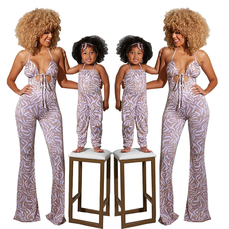  Mom and Me Jumpsuit Women Sexy One Piece Kids Rompers Long Pants Mommy