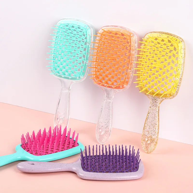 FX-HT49 Salon Styling Hair Comb Wide Teeth Nylon Bristle Custom Logo Round Edge Massage Detangling Plastic Curly Hair Home Use