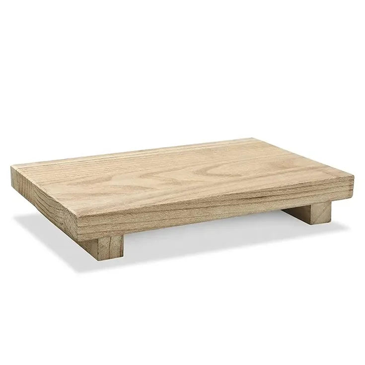 Wood pedestal rustic wood farmhouse riser tray stand