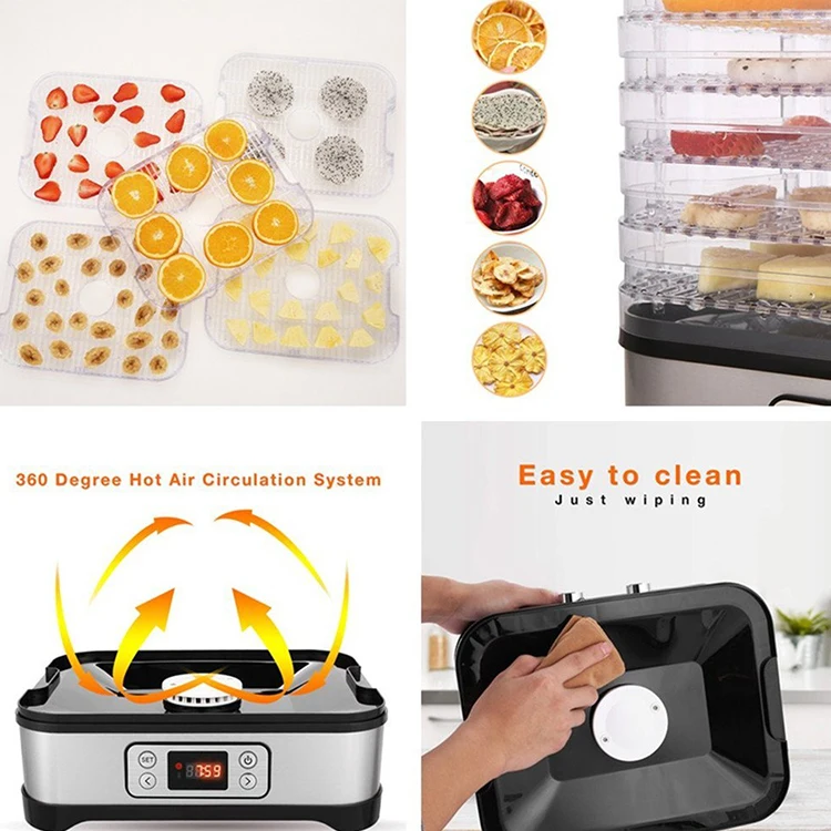Vasion 5 tray electric square food dehydrator fruit drying machine