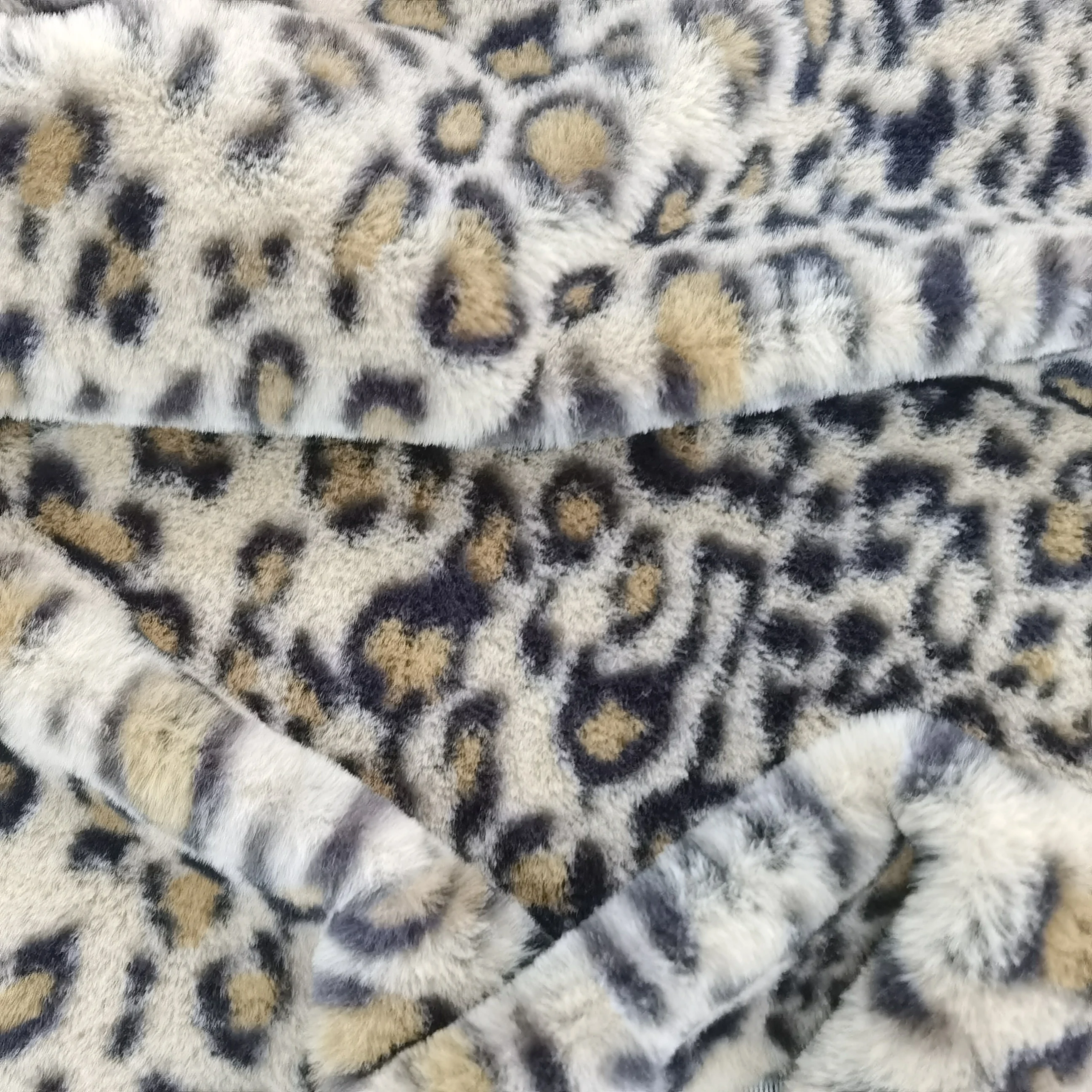 Polyester tiger custom leopard print soft skin-friendly faxu rabbit fur warp coat knitted hometexeile fabric