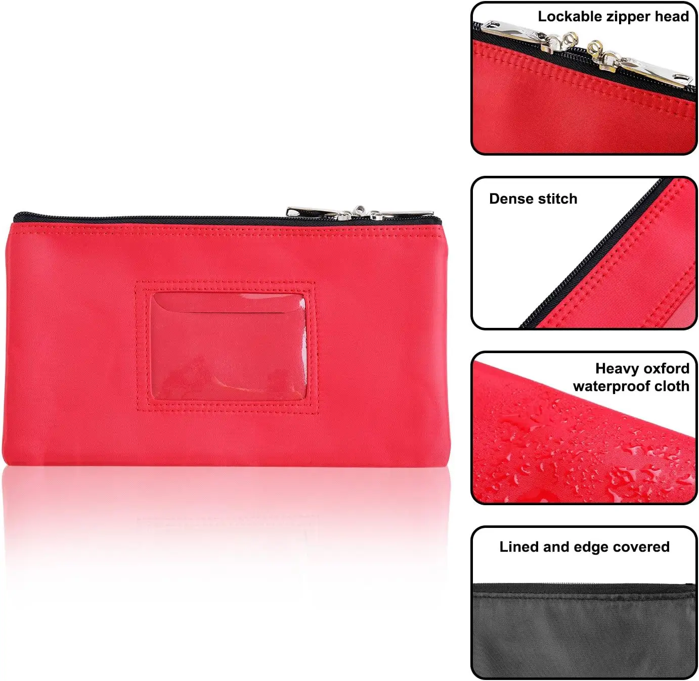 2024 Custom Logo Lockable Bank Deposit Bag with Upgraded Zipper, Multi-Purpose Storage Zipper Pouch