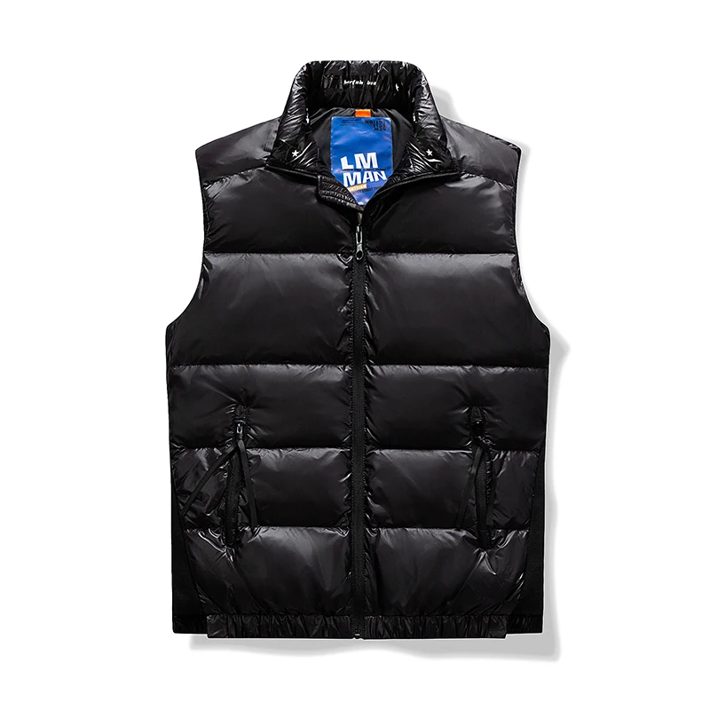 Hot sell wholesale custom LOGO zipper winter jacket black quilted down puffer vest men