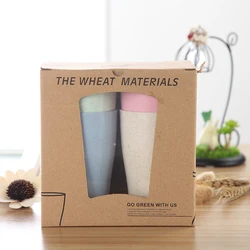 2022 Hot Sale Unbreakable Eco-Friendly Biodegradable Reusable Wheat Straw Drinking Cup Set