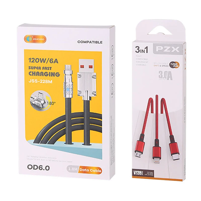 Custom New Electronic Products Packaging Box Usb Data Charging Cable Paper Boxes For Data Line Cable
