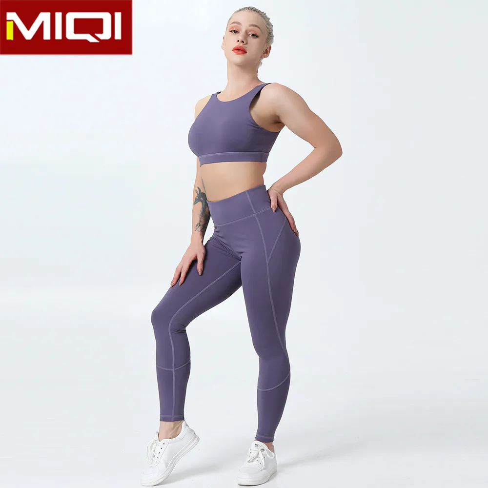  Одежда MIQI с логотипом на заказ одежда для спортзала оптовая продажа костюм йоги спортивный комплект из 2 предметов тренировок и фитнеса женщин