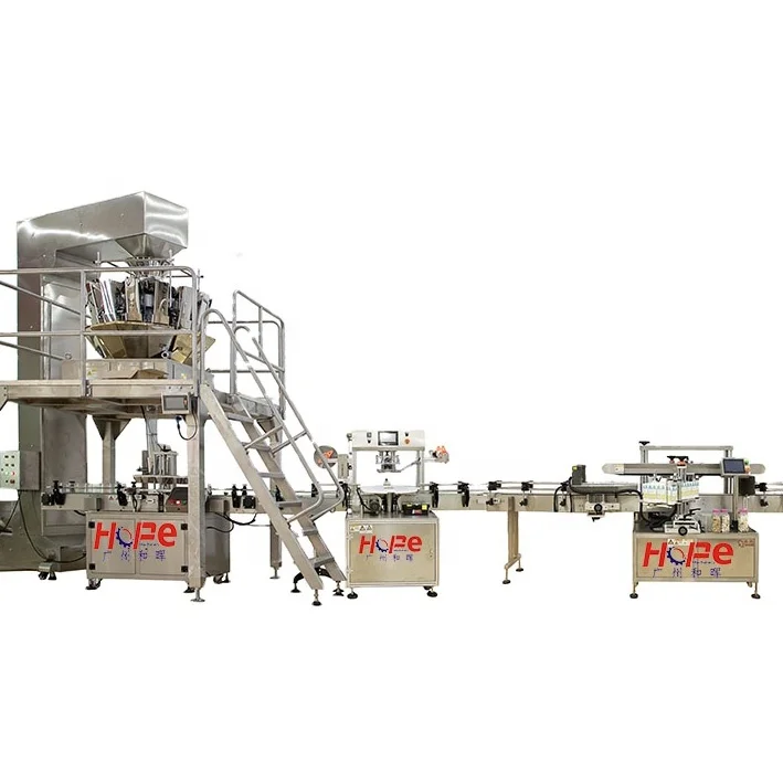 Automatic Canning Line 14 Heads Garlic Chilli Sauce Filling Capping Labeling Machine