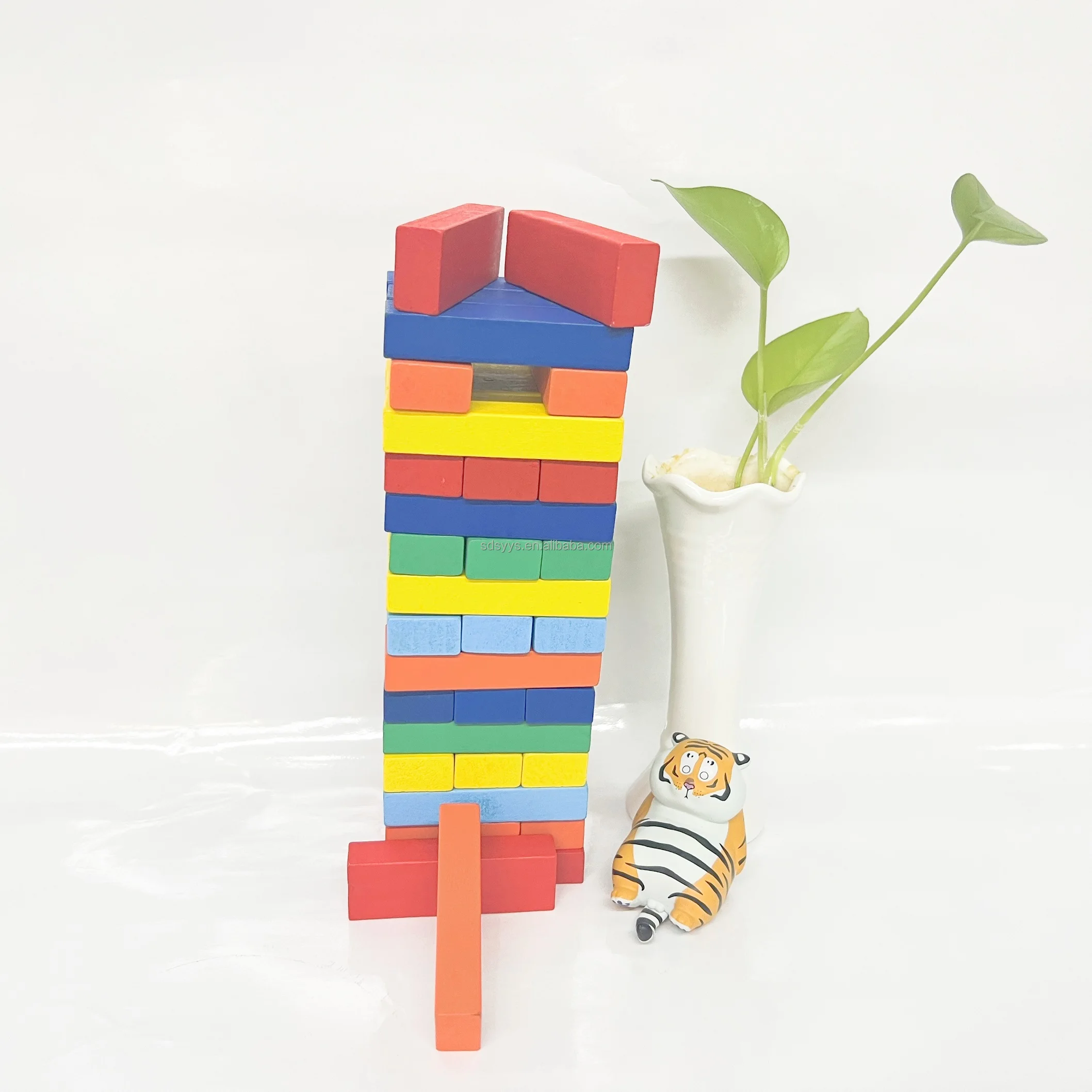 Large Tumbling Timber Toy for Adults Teens 18 in Tall - 60 Pieces Tumble Tower Blocks Wood Stacking Game for Boys Girls Kids