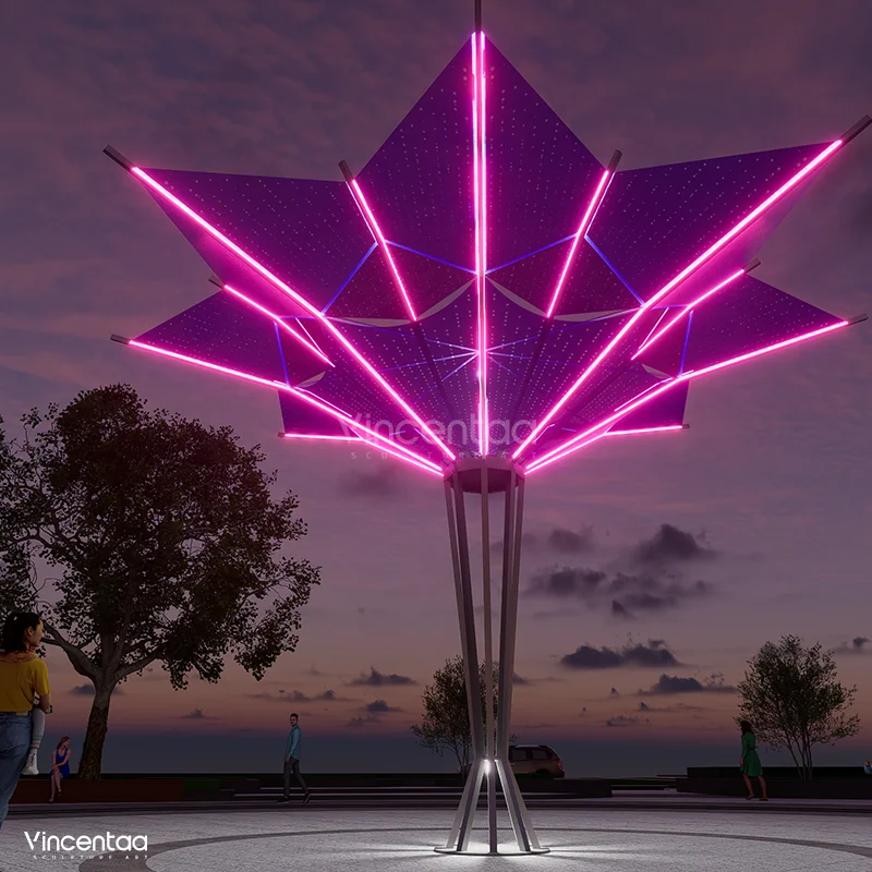 Vincentaa Light Sculpture LED Art Outdoor Park Stainless Steel Tree 3D Sculpture