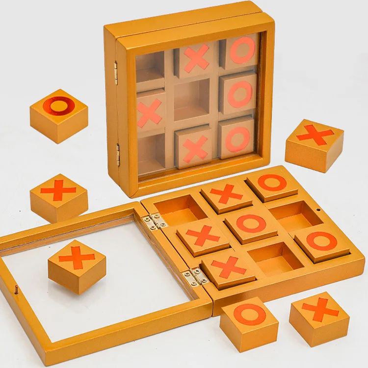 Parent-child Interaction Wooden Board Game Xo Tic Tac Toe Chess Funny Developing Intelligent Educational Toy Puzzles