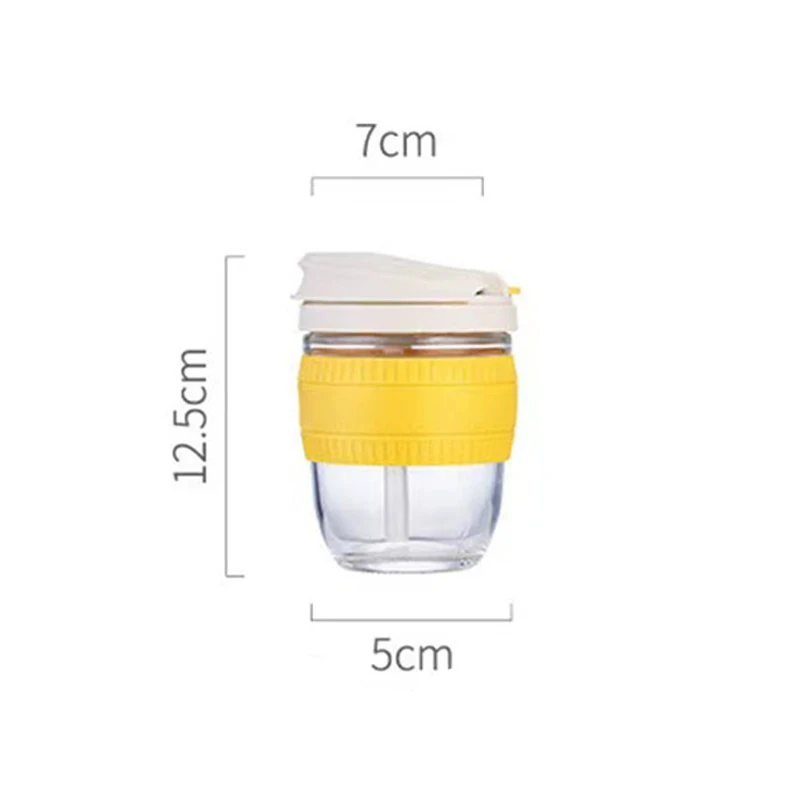 Microwave Safe BPA Free Glass Coffee Travel Mug with Spill-proof Lid