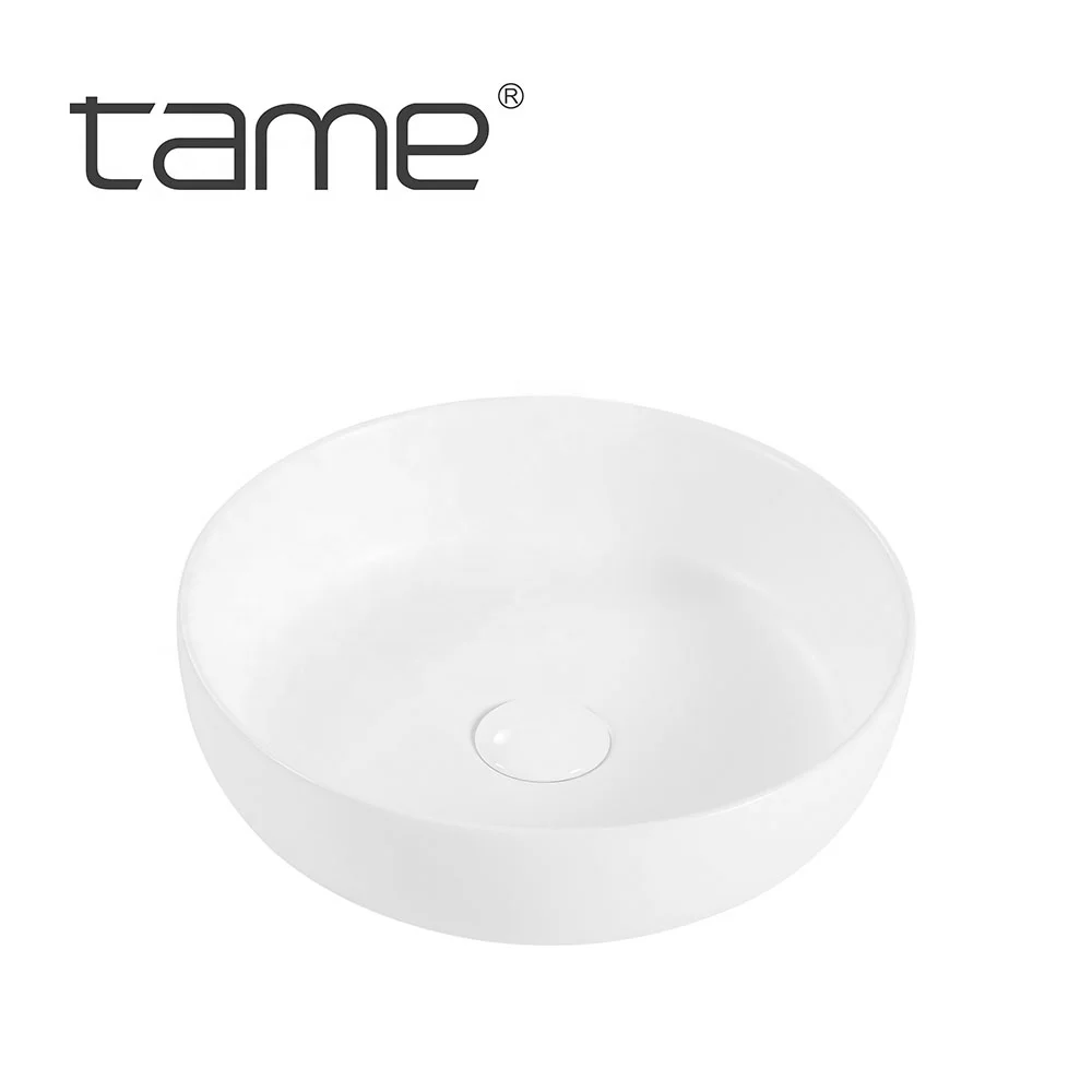 TAME PZ6509 Hot Sales Sanitary Ware Bathroom Ceramic Sink Round Countertops Wash Hand Basin For Hotel