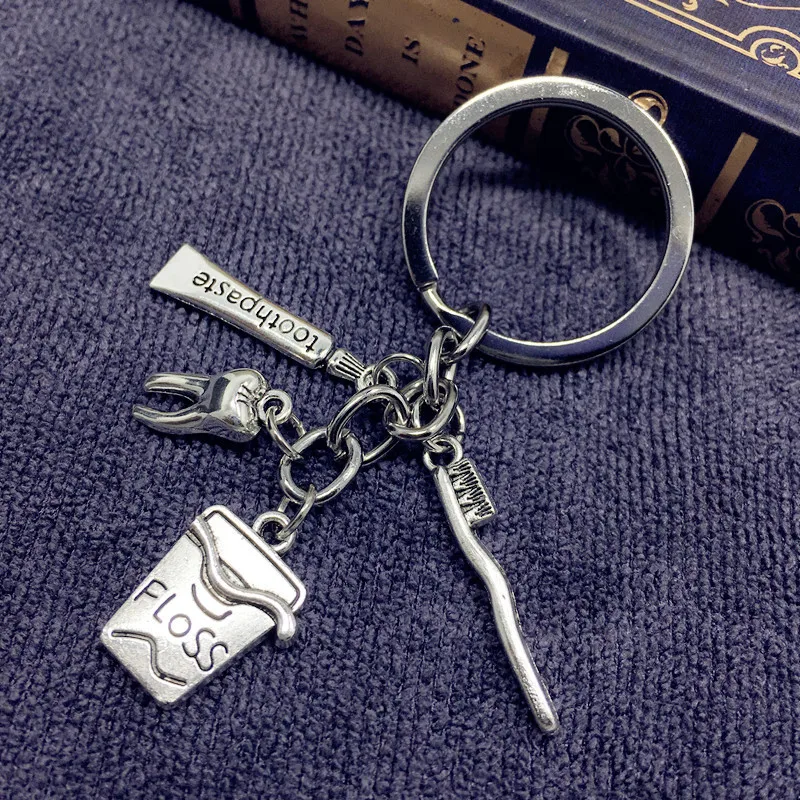 Dentist Health Toothbrush Toothpaste Dental Floss Creative Backpack Pendant Alternative Keychain