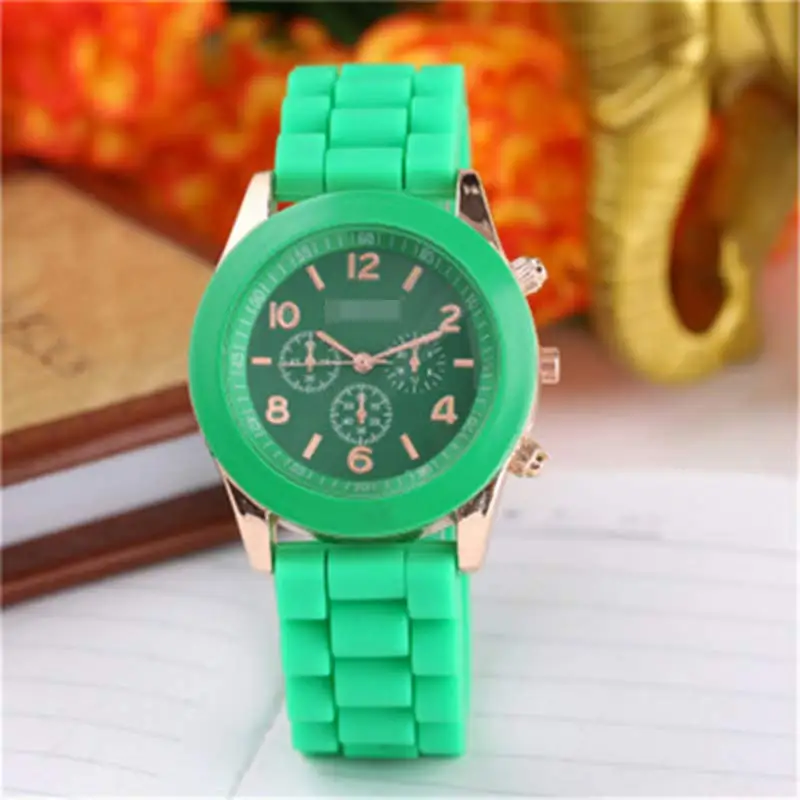 Fashion beautiful color Jelly student sports watch personality silicone watch