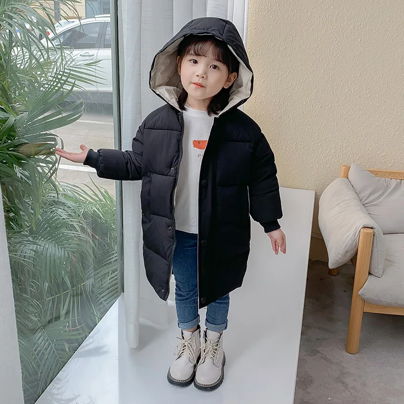 Autumn Waterproof Mid-Length Puffer down Jacket for Boys Girls Kids Winter Coats&outwears made of Cotton Warm Clothes Children