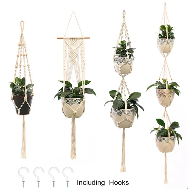 Macrame Plant Hanger Baskets Flower Pots Holder Balcony Plant Hanging Decoration Cotton Rope Hanger