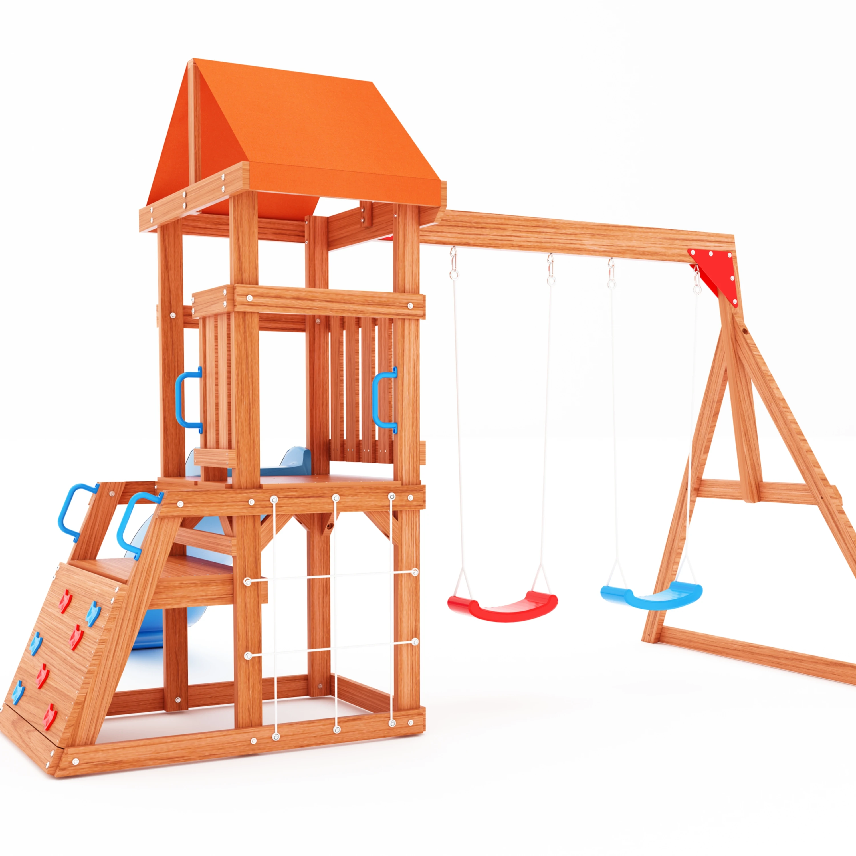 Outdoor backyard wooden play set swing set with slide play children house