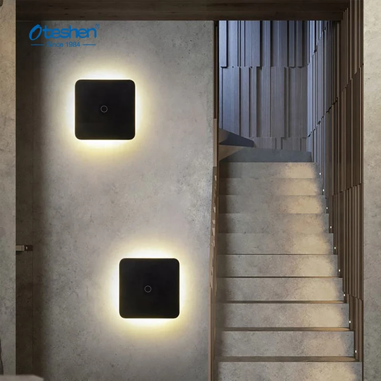 Modern Touch Switch Outdoor Wall Lamp Sconces Square Stair Lighting Waterproof Led Wall Lights