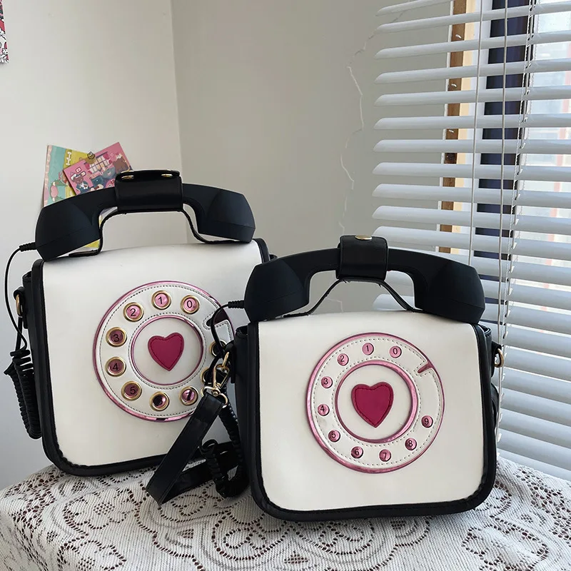 Cute Mommy and Me Trendy bolso de mujer Girls PU Creative Funny Designer Telephone Shape Shoulder Crossbody Handbag novation bag