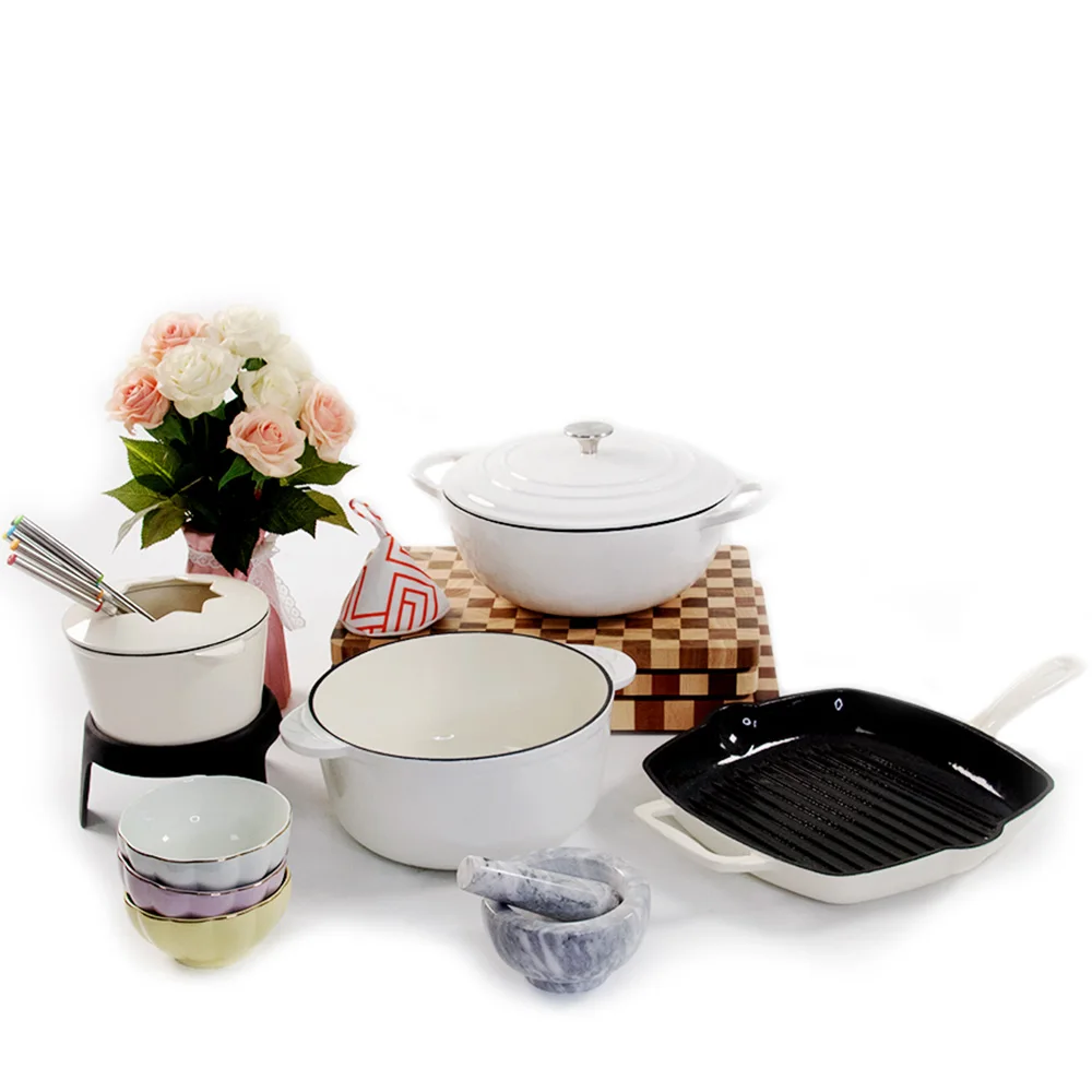 Mcooker Custom Logo 23pcs Milk Bucket Cooking Pots Set Kitchen Pots Nonstick Smart Pan Casserole Cookware Set