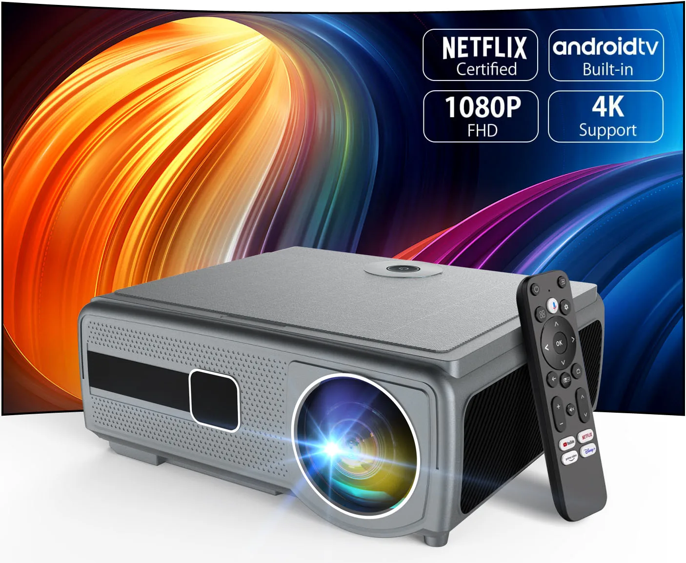 Smart Projector E690H Android 9 projector High Brightness 1000ANSI Lumens LED Projecteur Video Beamer Home Theater Projector