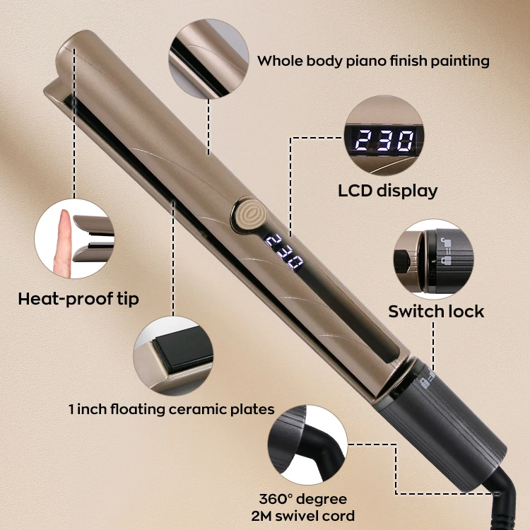 Most popular Fast Hair Straightener Professional Salon LCD Hair Straightener 230F 450F 7.2m professional hair straightener